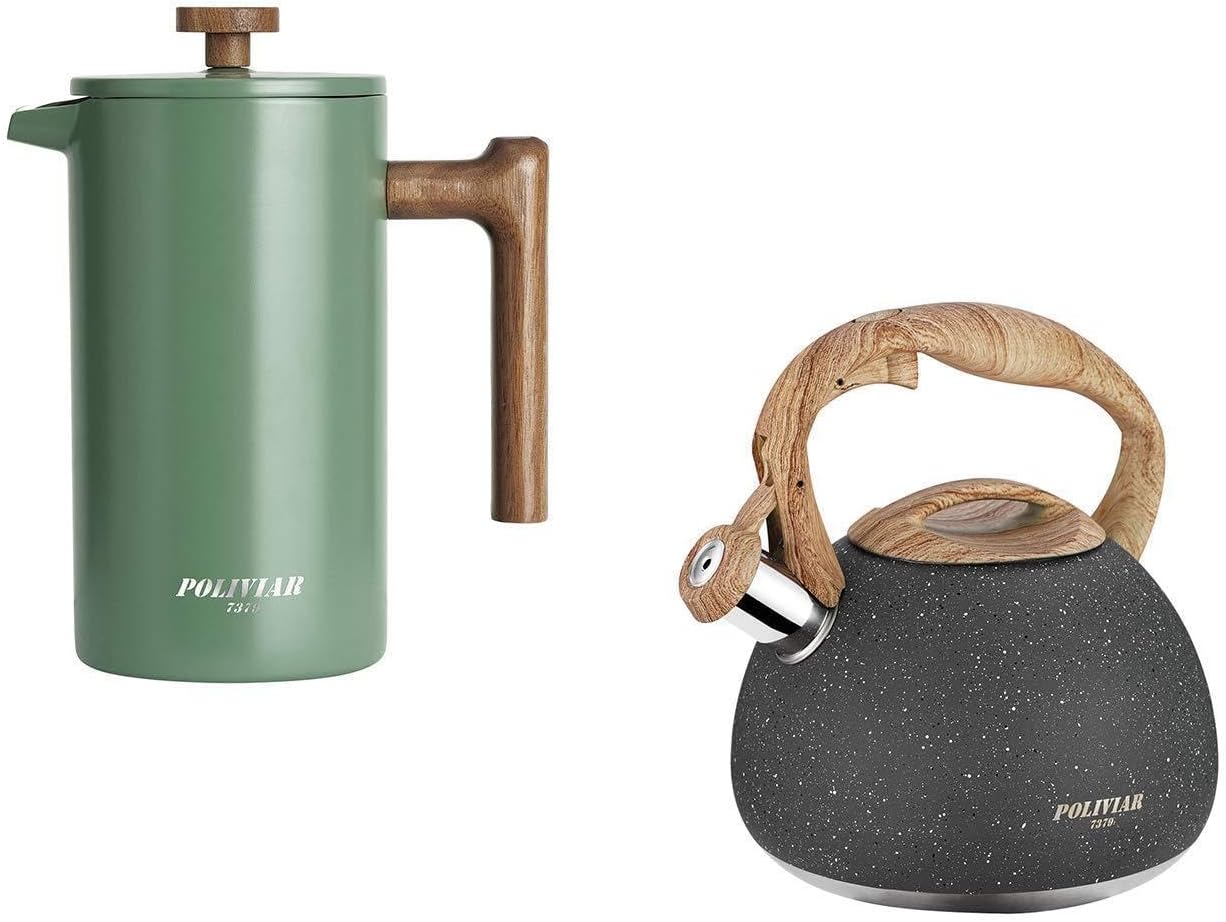 French Press Coffee Maker - POLIVIAR Set Combinato: Caffettiera French Press